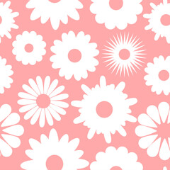 Fototapeta na wymiar White flowers seamless pattern vector illustration. Floral pastel background. Spring summer template for fabric, paper, textile and design