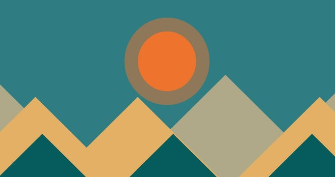 Geometry triangle looping animation video traveling through the mountains