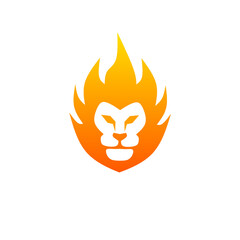 Illustration vector graphic of, template logo face head fire lions