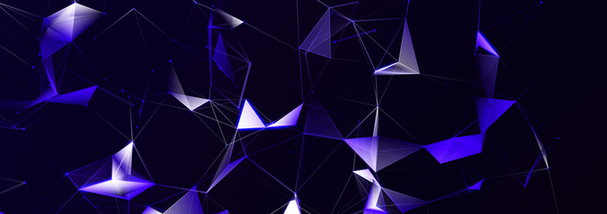 Obraz premium Abstract 3D illustration with connected dots and lines. Wireframe polygonal element. Science and technology. 3d.
