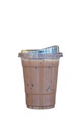 A cup of iced Mocha coffee isolated on white background