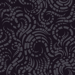 Seamless pattern in monochrome color with curve brushes strokes
