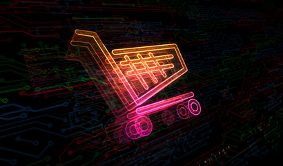 Shopping cart icon online commerce and business symbol digital concept 3d illustration © Skórzewiak