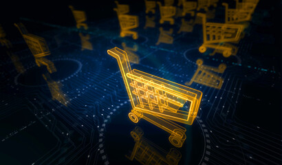 Shopping cart icon online commerce and business symbol digital concept 3d illustration © Skórzewiak