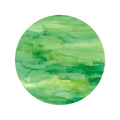 Abstract watercolor round green background drawn by hand.