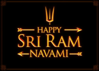 Fototapeta na wymiar Happy Ram Navami, a Hindu festival celebrated of Lord Ram, Hindi, typography