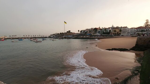 Sunset landscape in Cascais Bay, Portugal