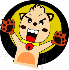 It's a cartoon image of an angry dog. with a very scary face