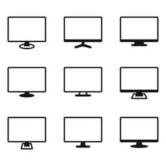 Monitor icons set, computer or tv display vector signs.