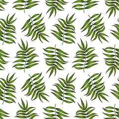 Naklejka na ściany i meble tropical palm leaves. seamless pattern on a white background.