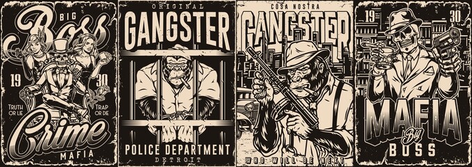 Gangster and criminal monochrome set