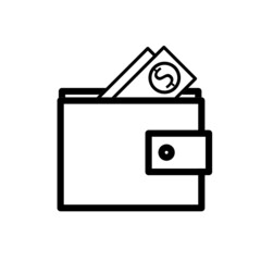 wallet icon vector with money