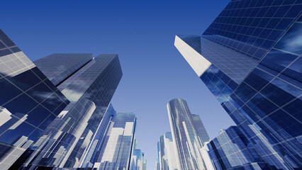 Obraz na płótnie Canvas City Building Simple Modern Skyscraper business 3D illustration background.
