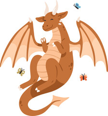 Cute Baby Dragon Childish Cartoon Illustration