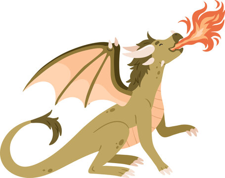 Funny Dragon Childish Cartoon Illustration
