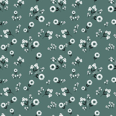 Blooming meadow pattern. Ditsy style. A Pattern for print, wallpaper, fabric, cushion, bedding, and much more
