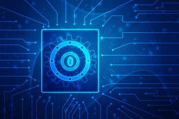 Digital Padlock on abstract technology background, Technology security concept. Modern safety digital background. Protection system, Cyber Security and safety information, personal data concept