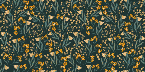 Spring Floral pattern. Ditsy style. A Pattern for print, wallpaper, fabric, cushion, bedding, and much more