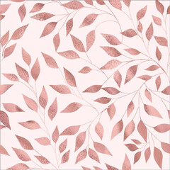 Rose Gold Foliage seamless floral pattern