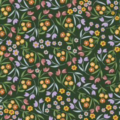 Spring Floral pattern. Ditsy style. A Pattern for print, wallpaper, fabric, cushion, bedding, and much more