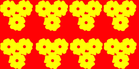 red background and yellow flowers