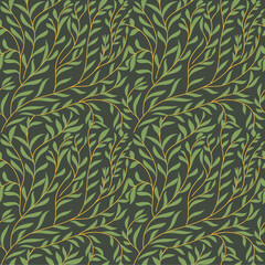 Green Foliage pattern. Ditsy style. A Pattern for print, wallpaper, fabric, cushion, bedding, and much more