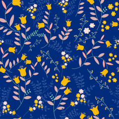 Spring Floral pattern. Ditsy style. A Pattern for print, wallpaper, fabric, cushion, bedding, and much more