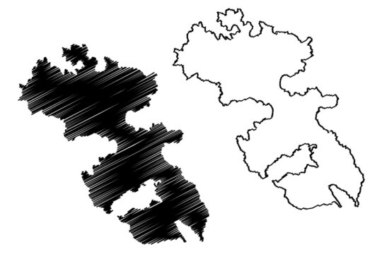 Leros island (Hellenic Republic, Greece, Greek island, Aegean Sea) map vector illustration, scribble sketch Leros map
