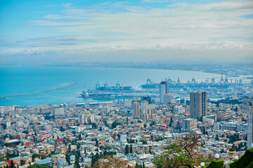 Fototapeta na wymiar Baha'i Gardens, also the Terraces of the Baha'i Faith, the Hanging Gardens of Haifa