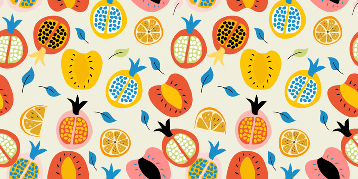 Pomagranate Seamless pattern collection. Abstract illustration Vector. good for printing. 