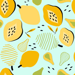 seamless pattern with Avocado and papaya. 
