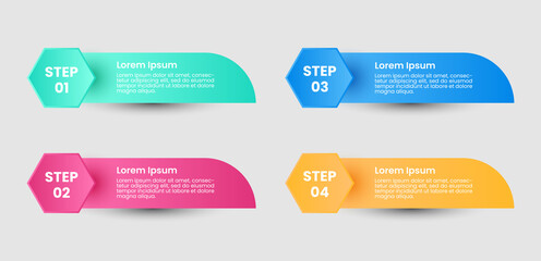 4 steps infographic collection. Vector illustration.Print