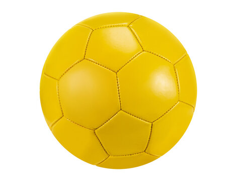 Yellow color soccer ball isolated on white background