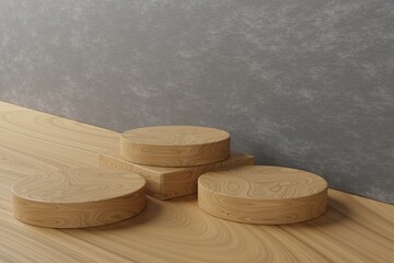 display product with 3d render wood podium