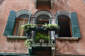 Window in an old building. Venice, Italy.