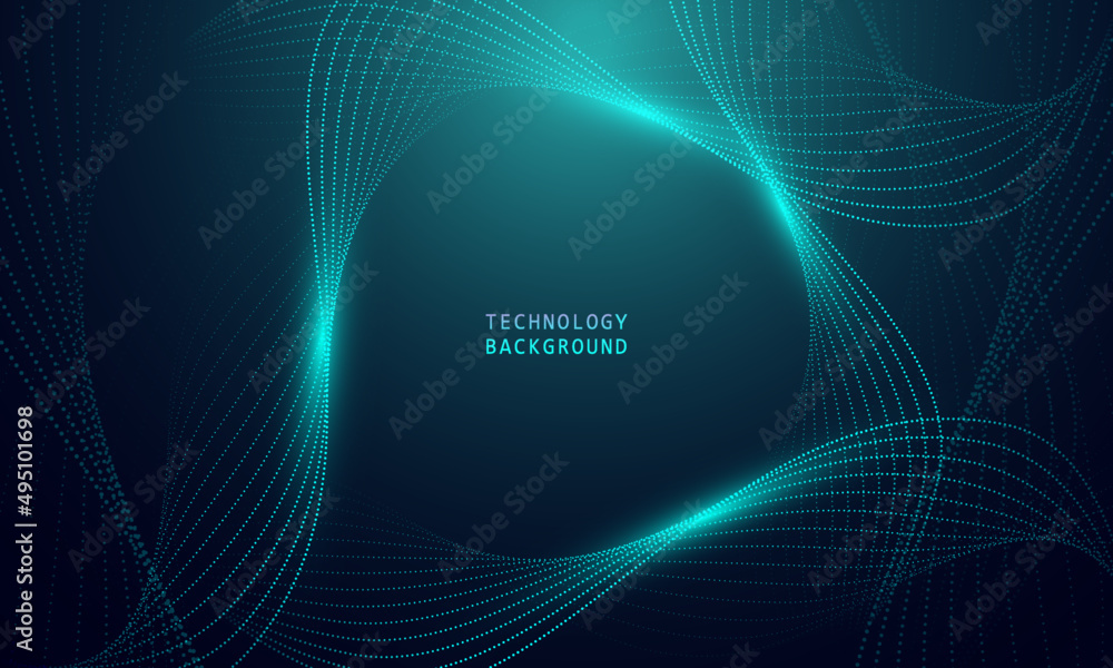Poster abstract wave technology background with blue light smooth and flow.