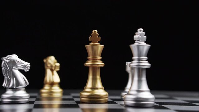 Golden King chess is last standing in the chess board, Game of Chess. Leader and Teamwork Concept for Success. Business Solutions, Success Strategy.