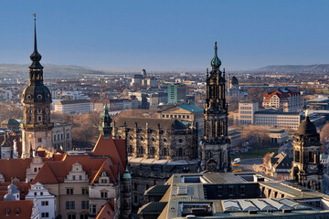 Dresden, Blick von der Frauenkirche Richtung westen, Residenzschloss, Katholische Hofkirche, Sachsen, Deutschland < english> Dresden, View from Frauenkirche, Saxony, Germany