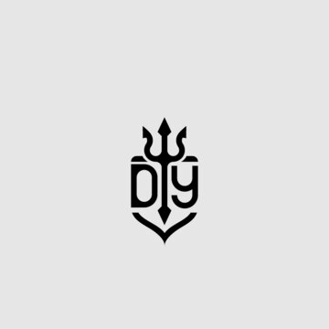 recommend clip art: DY trident ocean retro initial logo concept