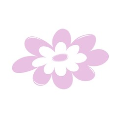 Fototapeta premium Big pink abstract flower on a white background. Flat icon, boho emblem decorative symbol for holiday vector isolated illustration. Design for a postcard. Minimalistic elegant concept.