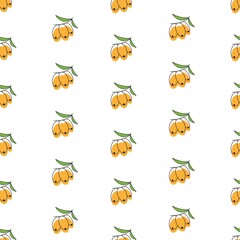 Sea buckthorn seamless pattern, vector illustration.
