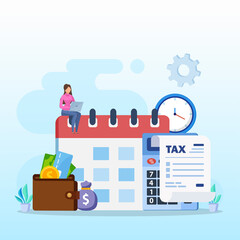 Online Tax Payment, pay season, tax time Concept. Flat vector template