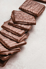 chocolate bar on grey background