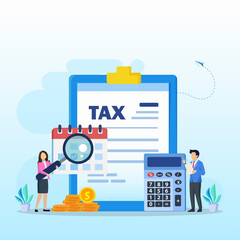 Online Tax Payment, pay season, tax time Concept. Flat vector template