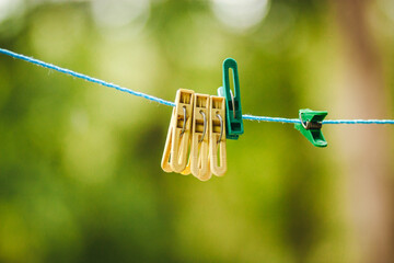 clothes peg on a rope