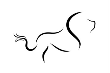 Vector illustration of lion painted with simple lines. Symbol of wild animal and safari.