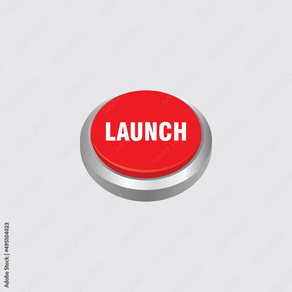 Aufkleber red launch button illustraton design, red push button with launch text vector