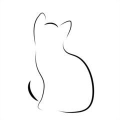 Vector illustration of cat painted with simple lines. Symbol of pet and home animal.