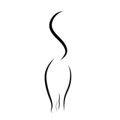 Vector illustration of cat painted with simple lines. Symbol of pet and home animal.