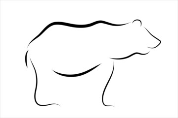 Vector illustration of bear painted with simple lines. Symbol of forest and wild animal.